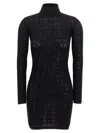 Elisabetta Franchi Sheer Fabric Logo Dress With Open Back In Black