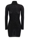 Elisabetta Franchi Sheer Fabric Logo Dress With Open Back In Black