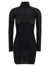Elisabetta Franchi Sheer Fabric Logo Dress With Open Back In Black