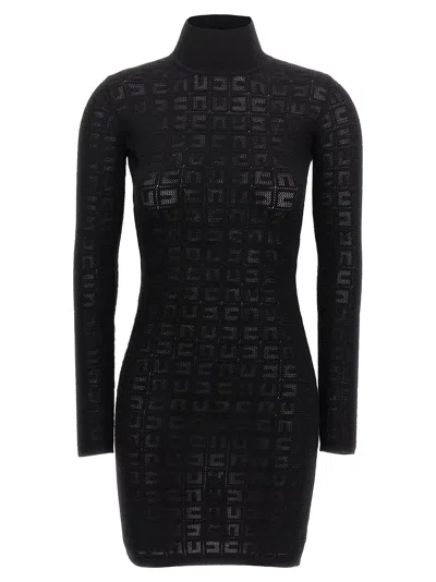 Elisabetta Franchi Sheer Fabric Logo Dress With Open Back In Black