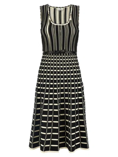 Elisabetta Franchi Organza Midi Dress In Multicolor
