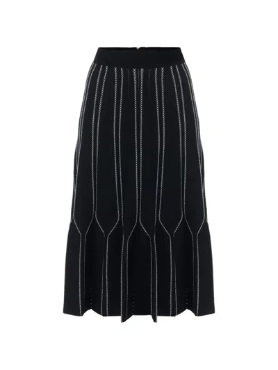 Elisabetta Franchi Origami Knit Skirt In Black