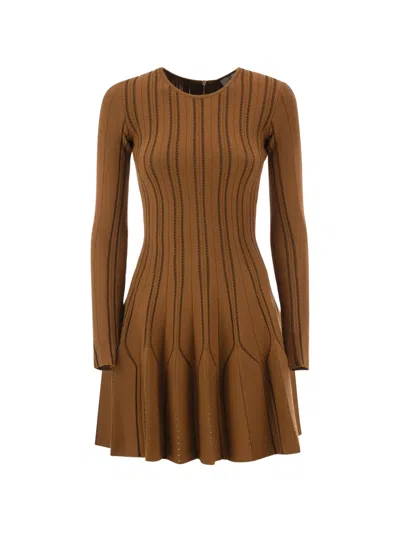 Elisabetta Franchi Origami Mini Dress In Brown