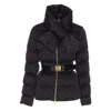 Elisabetta Franchi Jacquard Sail Fabric Down Jacket With Belt Clothing In Animal Print
