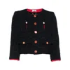Elisabetta Franchi Cropped Tweed Jacket In Black