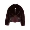 Elisabetta Franchi Faux-fur Buckled Jacket In Red