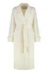 Elisabetta Franchi Overcoat Made Of A Wool Blend Fabric. In White