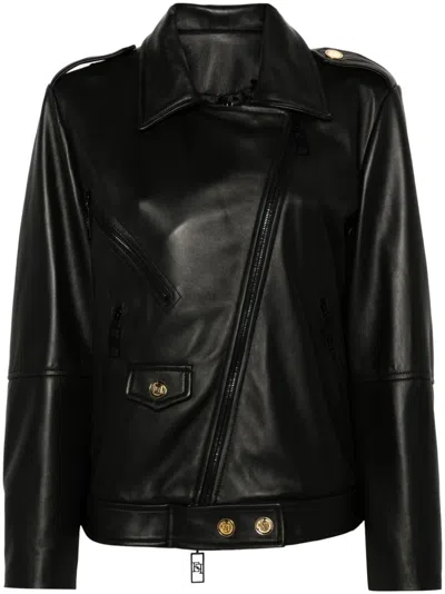 Elisabetta Franchi Oversized Biker Jacket In Black