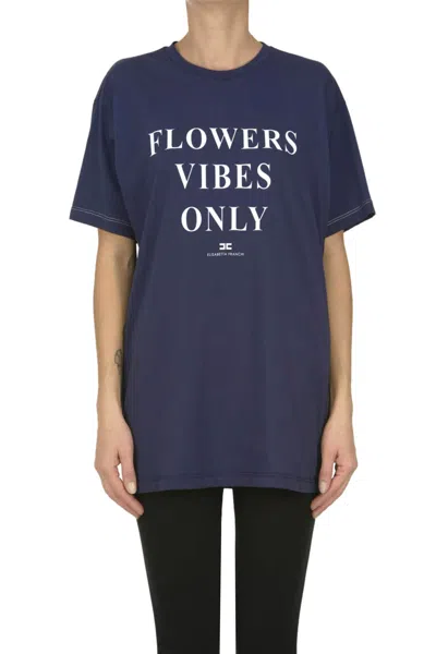 Elisabetta Franchi Oversized T-shirt In Blue
