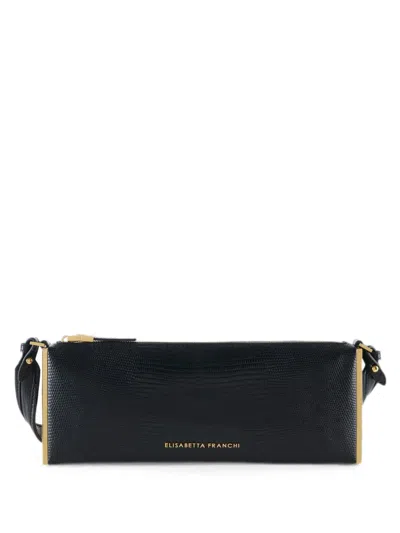Elisabetta Franchi Over-the-shoulder Bag With Lizard Print In 블랙