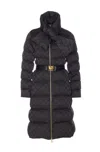 Elisabetta Franchi Quilted Coat With Belt And High Collar In Black