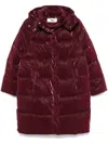 Elisabetta Franchi Satin Hooded Puffer Coat In Red