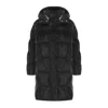 Elisabetta Franchi Black Satin Hooded Padded Coat In Black