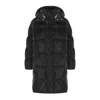 Elisabetta Franchi Black Satin Hooded Padded Coat In Black