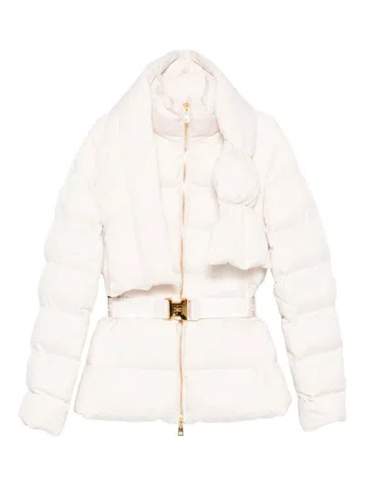 Elisabetta Franchi Padded Jacket With Belt In White