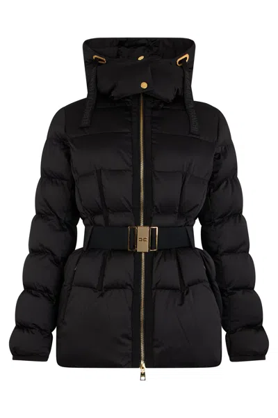 Elisabetta Franchi Padded Mini Jacket In Technical Fabric In Black