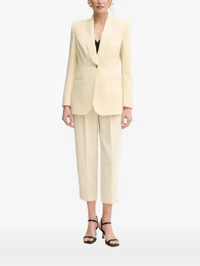 Elisabetta Franchi Padded-shoulder Contrast-stitching Blazer In Neutral