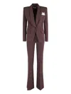 Elisabetta Franchi Single-breasted Tailored Suit With Flared Pants In Brown