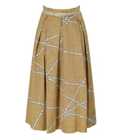 Elisabetta Franchi Paglia Burro Midi Skirt In Brown
