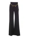 Elisabetta Franchi Palazzo Pants With Logo Belt In Negro