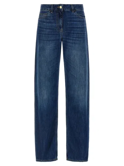 Elisabetta Franchi Denim Straight-leg Trousers In Blue