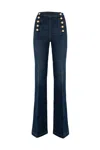 ELISABETTA FRANCHI PALAZZO JEANS WITH BUTTON PLACKET