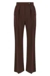 Elisabetta Franchi Tailored Brown Trousers With High Waist And Decorative Pockets In Brown