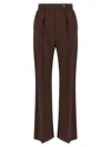 Elisabetta Franchi Tailored Brown Trousers With High Waist And Decorative Pockets In Brown