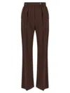 Elisabetta Franchi Pleated Button-detailed Trousers In Brown