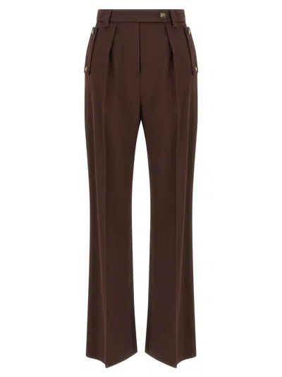 Elisabetta Franchi Palazzo Pants In Brown
