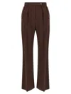Elisabetta Franchi Tailored Brown Trousers With High Waist And Decorative Pockets In Brown