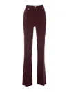 Elisabetta Franchi Palazzo Pants In Crepe Stretch In Rojo Oscuro