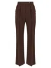 Elisabetta Franchi Tailored Brown Trousers With High Waist And Decorative Pockets In Multi