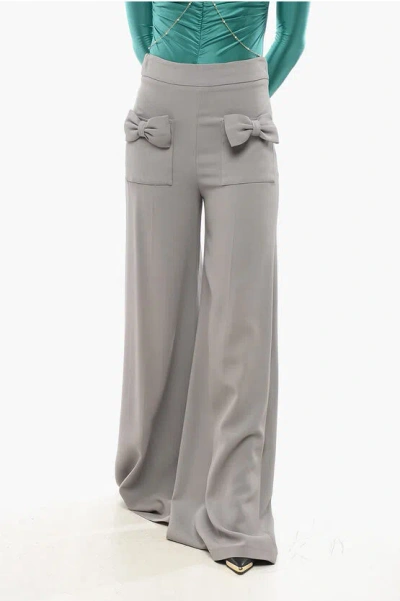 Elisabetta Franchi Palazzo Pants With Bow Details In Yellow