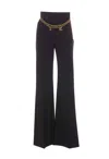 ELISABETTA FRANCHI PALAZZO PANTS WITH LOGO BELT