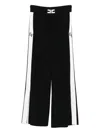 Elisabetta Franchi Palazzo Trousers With Shiny Side Bands Clothing In Black