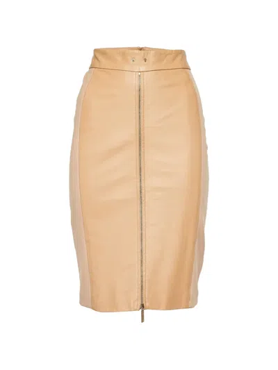 Pre-owned Elisabetta Franchi Panel Pencil Skirt In Neutral