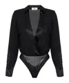 Elisabetta Franchi Panelled Button-cuff Bodysuit In Black