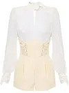 Elisabetta Franchi Panelled Criss-cross Laces Playsuit In White