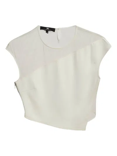Pre-owned Elisabetta Franchi Panelled Crop Top In White