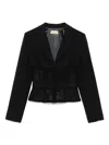 Elisabetta Franchi Tailored Blazer With Sheer Tulle Panels In Black