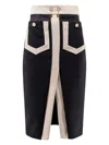Elisabetta Franchi Crepe Pencil Skirt With Buttoned Patch Pockets In Multi