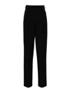 Elisabetta Franchi Stretch Crepe Straight Trousers With Horsebit In Black
