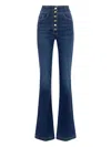 Elisabetta Franchi High-waisted Flared Leg Trousers With Button Detailing In Blue