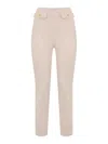Elisabetta Franchi Double Crepe Trousers In Neutral