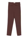 Elisabetta Franchi Cropped Trousers With Belt Loops And Buttoned Pockets In Brown
