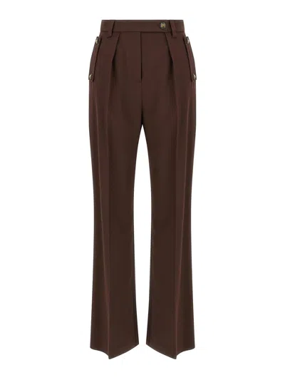 Elisabetta Franchi Palazzo Pants In Brown