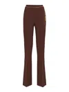 Elisabetta Franchi Crepe Trousers With Jewel Chain In Brown