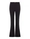 Elisabetta Franchi Crpe Bell-bottom Trousers With Logo Plaque In Black