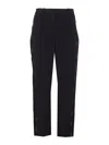 Elisabetta Franchi Light Crepe Trousers With Tuxedo Detail In Black